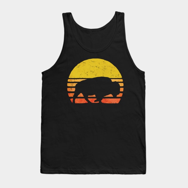 Retro American bison Buffalo Sunset Tank Top by Beltschazar